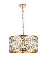 Bethel International Canada ZL33C22CO - 6-Light Copper Drum Shade Chandelier With Clear Star Crystal Detailing
